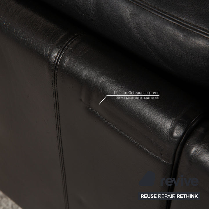 Cor Conseta Leder Ecksofa Schwarz Sofa Couch Recamiere rechts