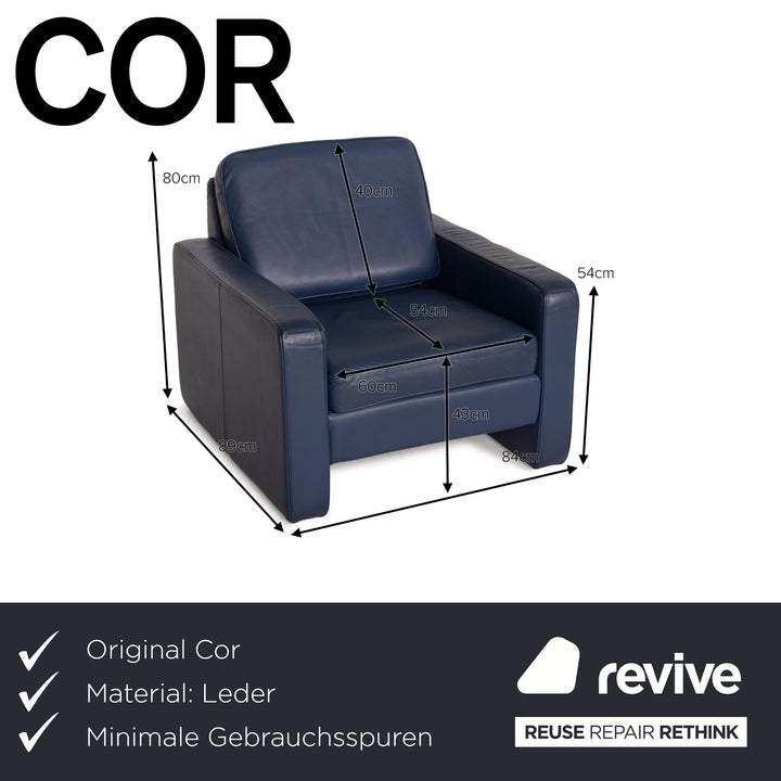 Cor Conseta Leather Armchair Blue