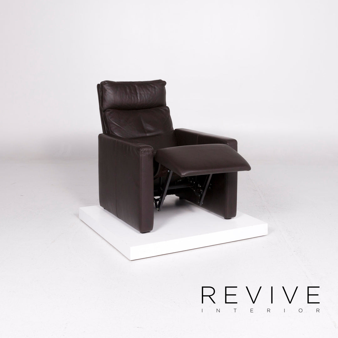 Cor Conseta leather sofa set brown mocha 1x two-seater 2x armchair 1x stool #11353
