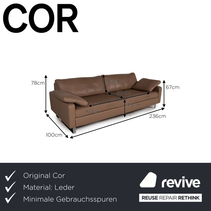 Cor Conseta Leder Sofa Beige Dreisitzer Couch