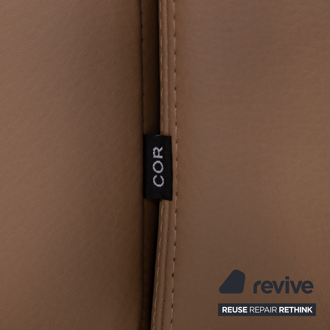 Cor Conseta Leder Sofa Beige Dreisitzer Couch