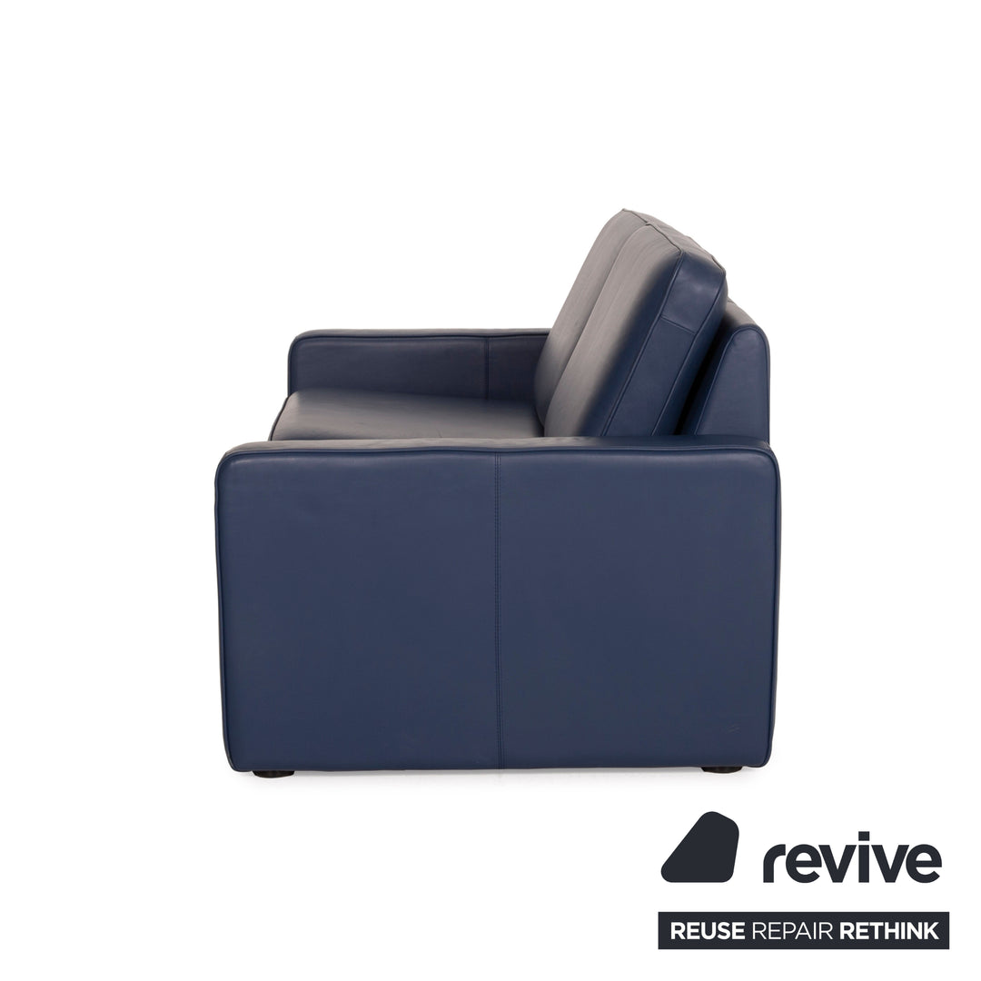 COR Conseta Leder Sofa Blau Zweisitzer Couch