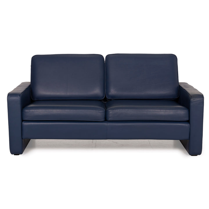 COR Conseta Leder Sofa Blau Zweisitzer Couch