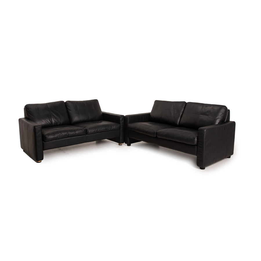 Cor Conseta Leder Sofa Garnitur Dunkelblau 2xZweisitzer Couch