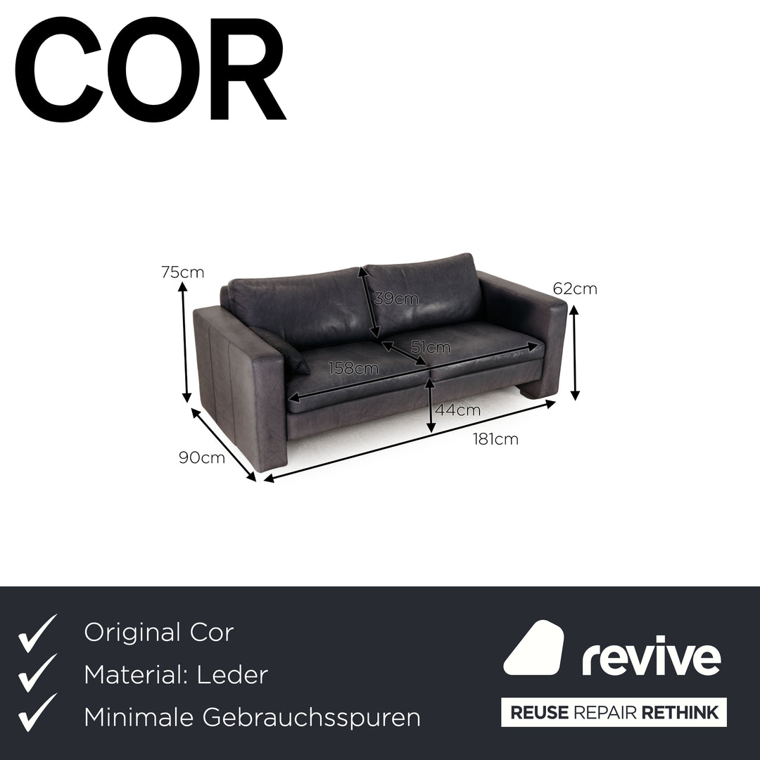 Cor Conseta Leder Sofa Grau Dreisitzer Couch