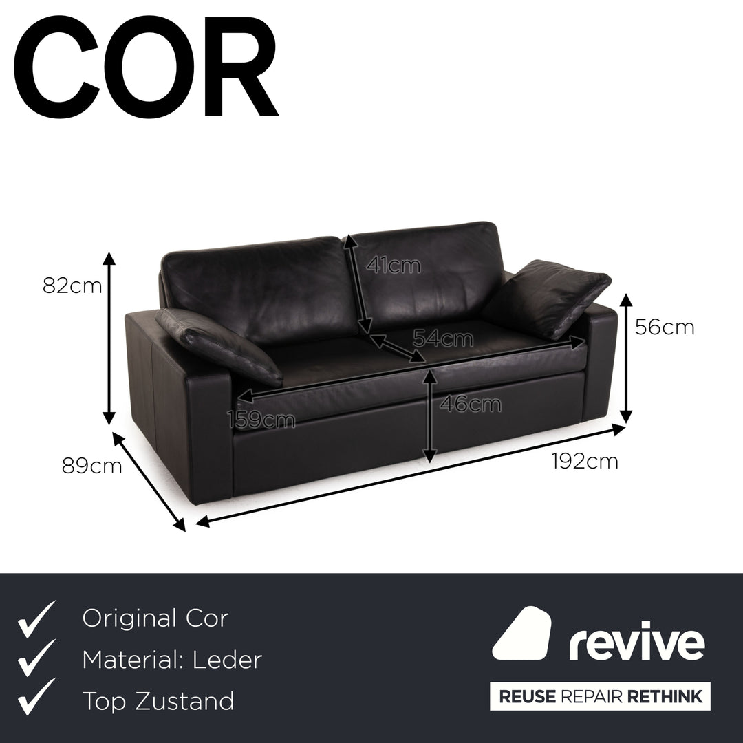Cor Conseta Leder Sofa Schwarz Zweisitzer Couch