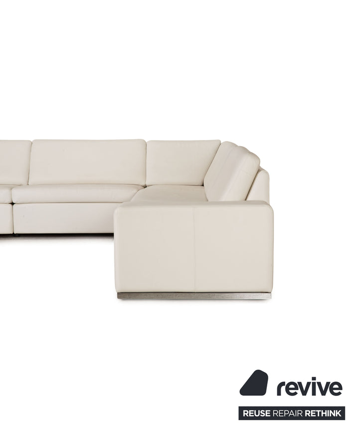 Cor Conseta Leder Sofa Weiß Ecksofa Couch Recamiere links