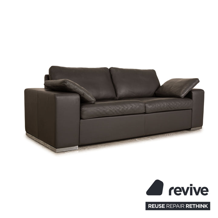 Cor Conseta Leder Zweisitzer Grau Sofa Couch