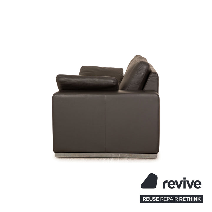 Cor Conseta Leder Zweisitzer Grau Sofa Couch