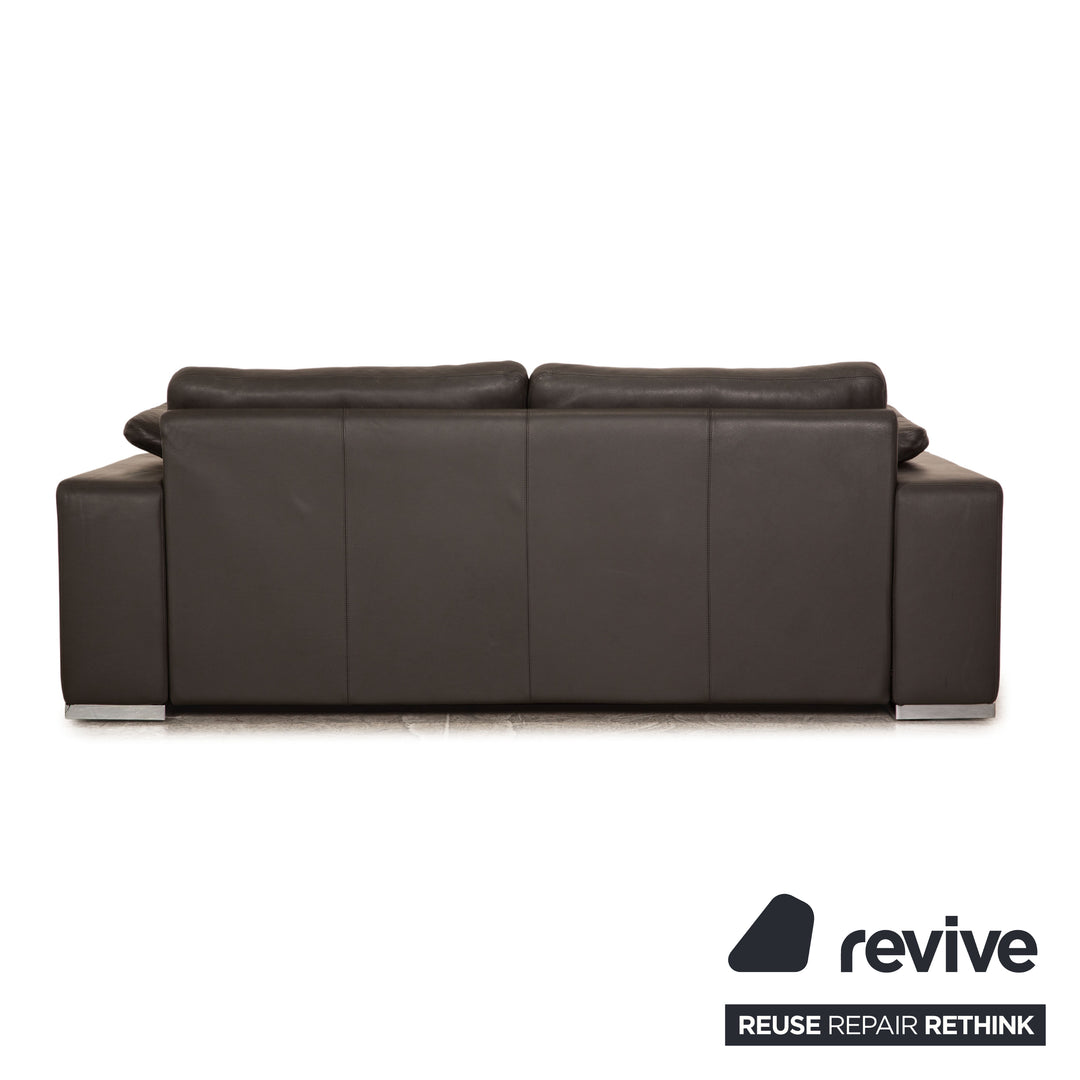 Cor Conseta Leder Zweisitzer Grau Sofa Couch