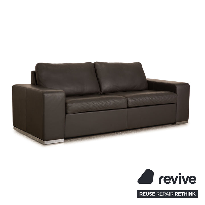 Cor Conseta Leder Zweisitzer Grau Sofa Couch