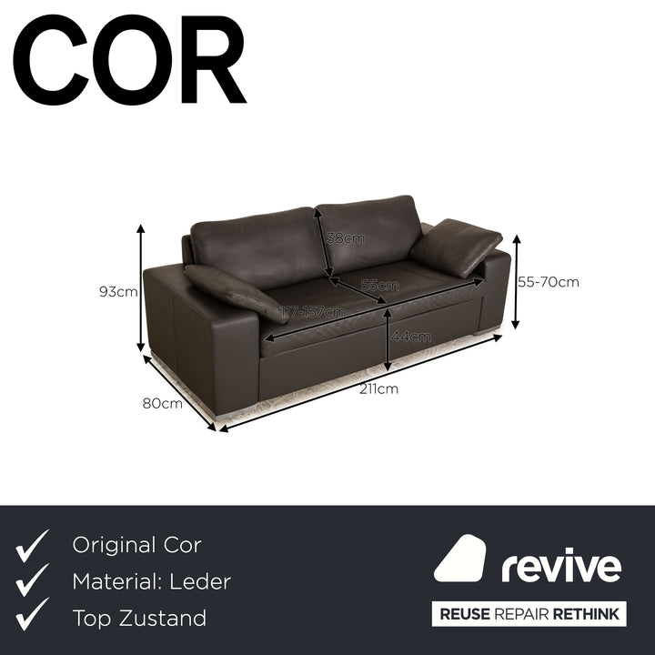 Cor Conseta Leder Zweisitzer Grau Sofa Couch