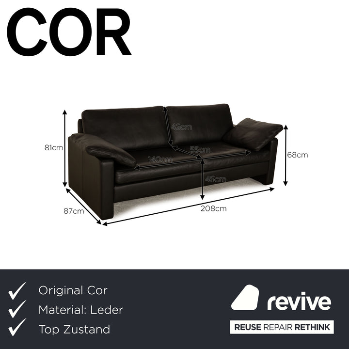 Cor Conseta Leder Zweisitzer Schwarz Sofa Couch