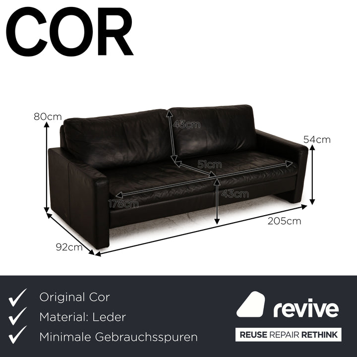 Cor Conseta Leder Zweisitzer Schwarz Sofa Couch
