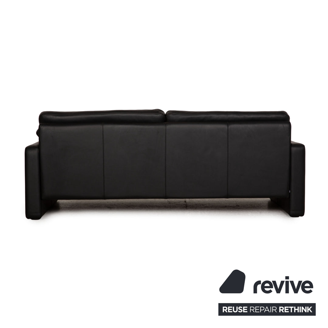 Cor Conseta Leather Two Seater Black Sofa Couch