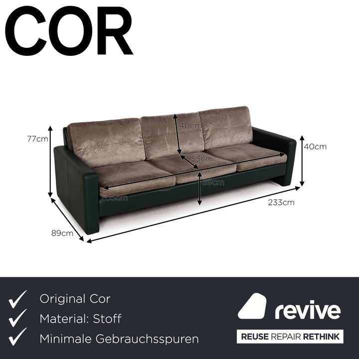 Cor Conseta Sofa Stoff Grün Grau Dreisitzer Couch