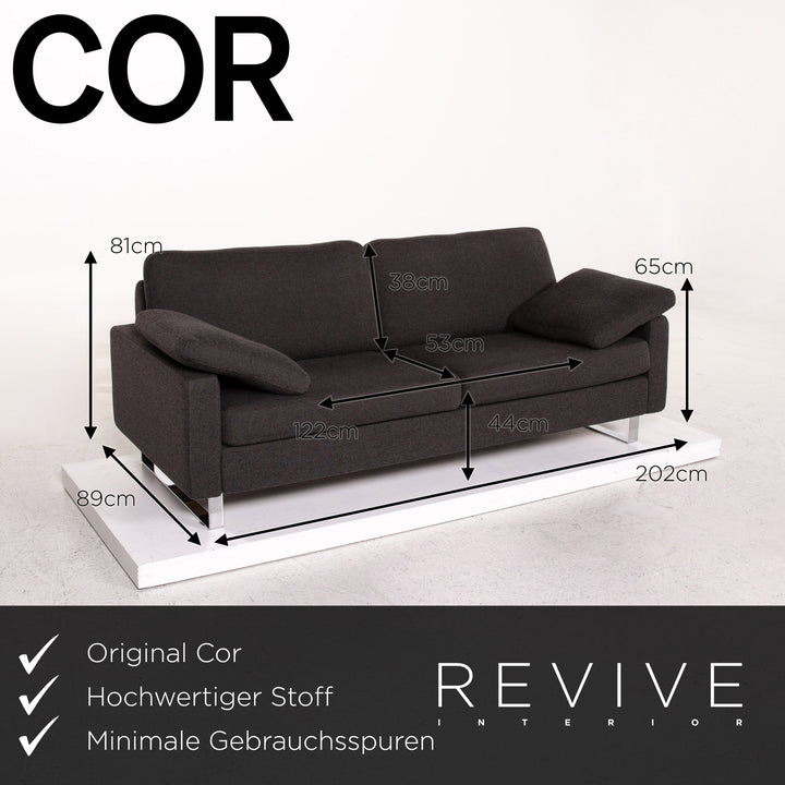 Cor Conseta Stoff Sofa Anthrazit Grau Zweisitzer Couch #13518
