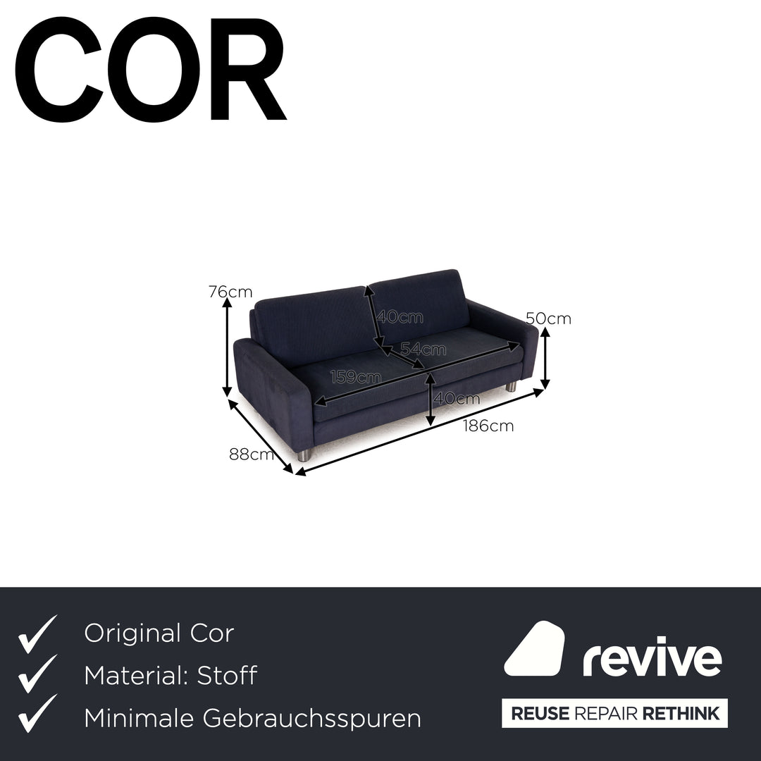 Cor Conseta Stoff Sofa Blau Dreisitzer Couch