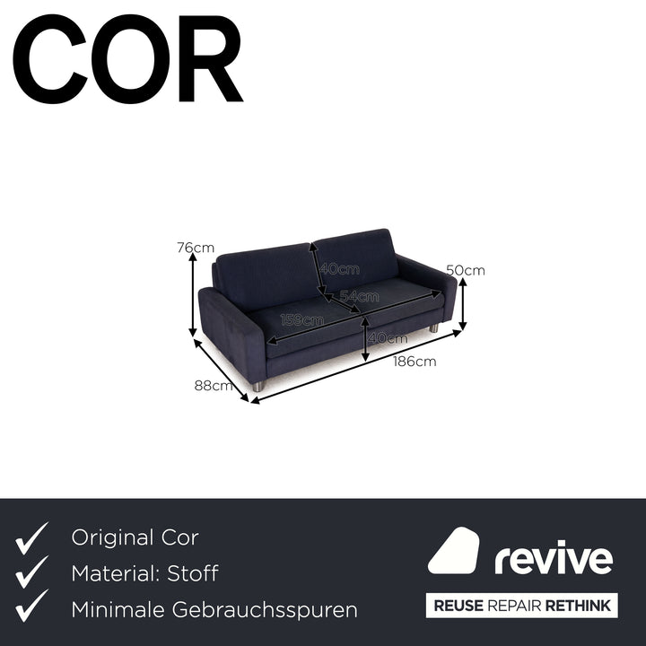 Cor Conseta Stoff Sofa Blau Dreisitzer Couch