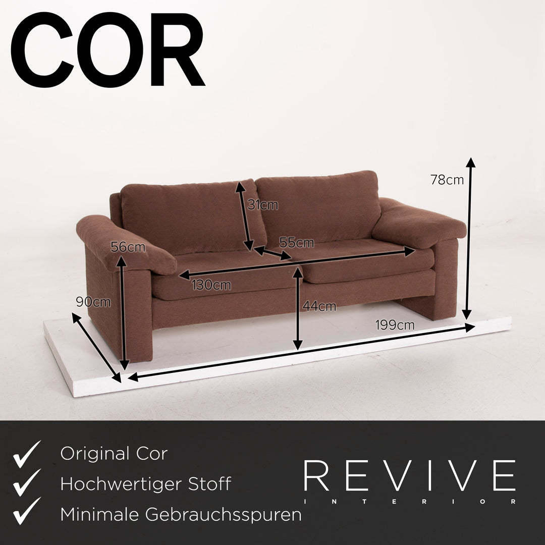 Cor Conseta Fabric Sofa Brown Three Seater #15077