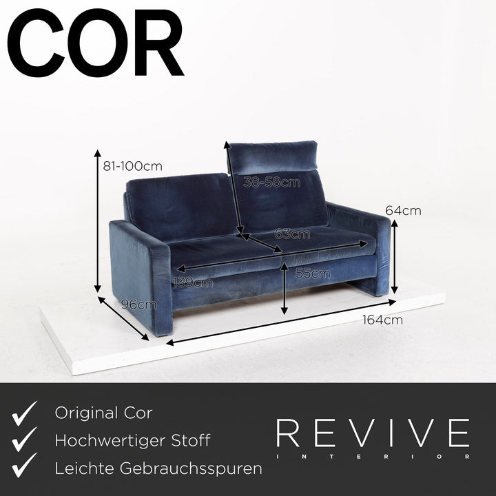 Cor Conseta Stoff Sofa Garnitur Blau 1x Dreisitzer 1x Zweisitzer #13126