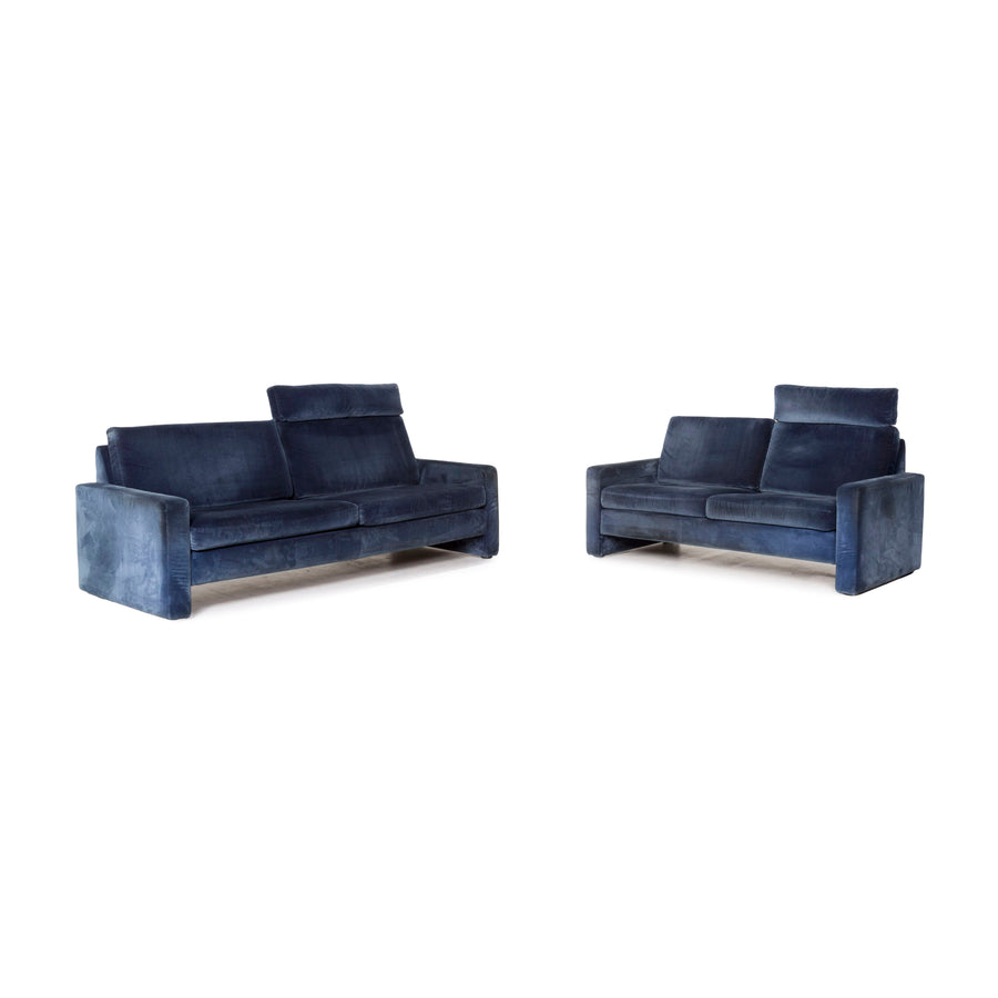 Cor Conseta Stoff Sofa Garnitur Blau 1x Dreisitzer 1x Zweisitzer #13126