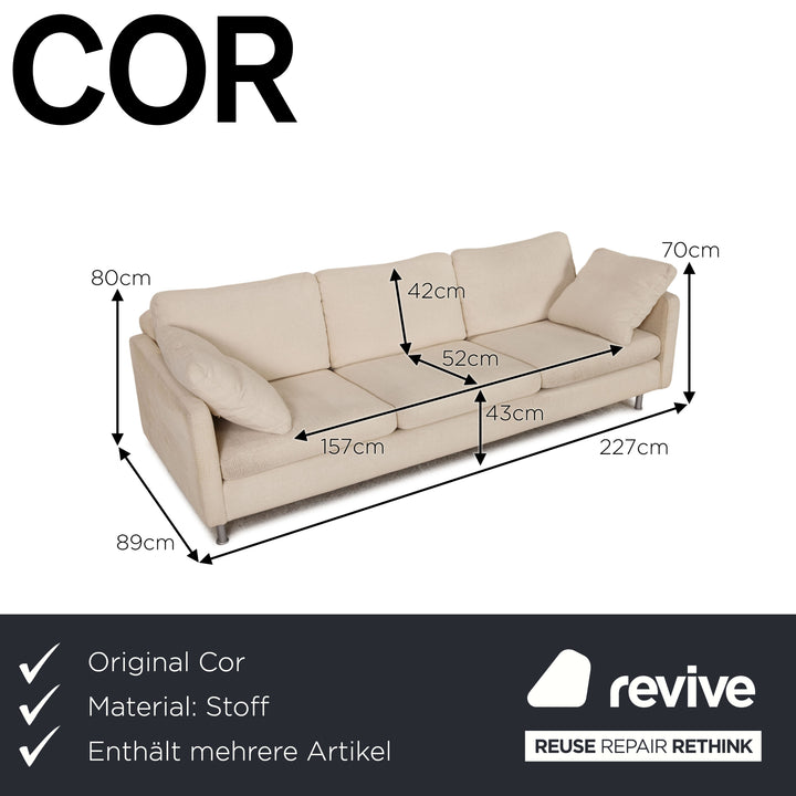 Cor Conseta Stoff Sofa Garnitur Creme Dreisitzer Sessel Couch