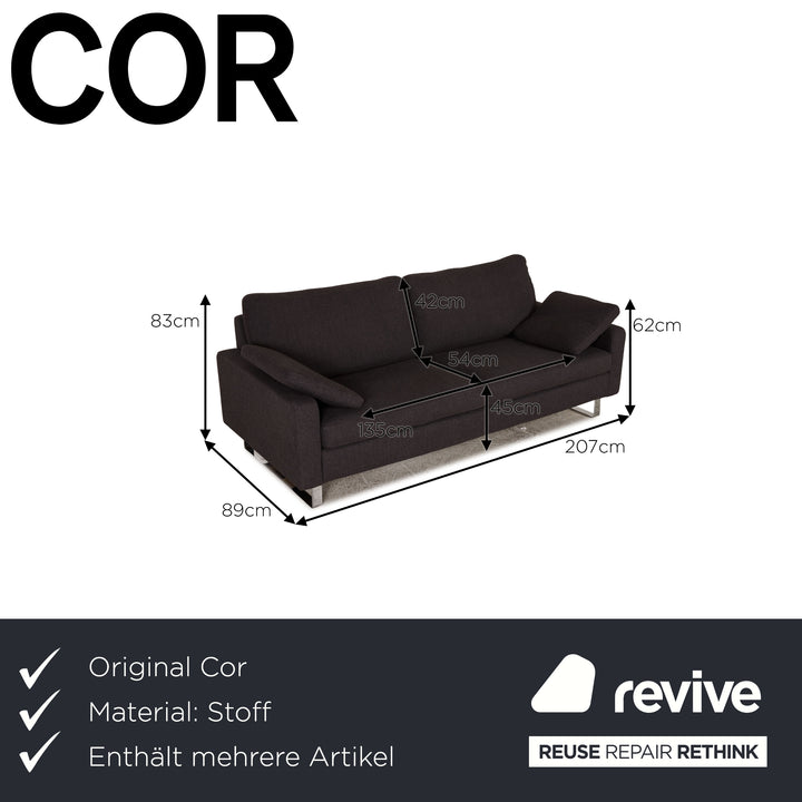 Cor Conseta Stoff Sofa Garnitur Grau Zweisitzer Couch