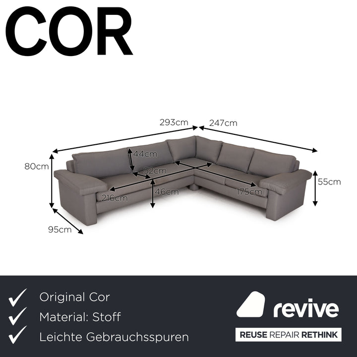 Cor Conseta Fabric Sofa Gray Corner Sofa Couch