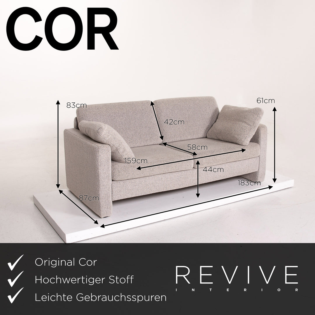 Cor Conseta Stoff Sofa Grau Zweisitzer Couch #14290