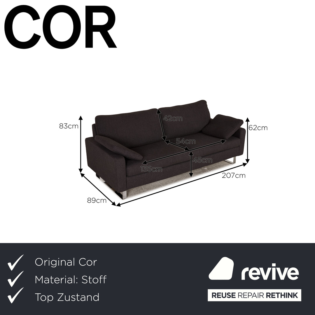 Cor Conseta Stoff Sofa Grau Zweisitzer Couch