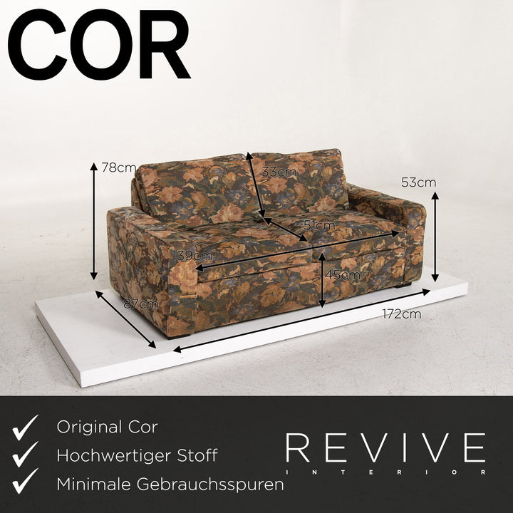 Cor Conseta Stoff Sofa Grün Zweisitzer Blumenmuster Grafisch Couch #13524