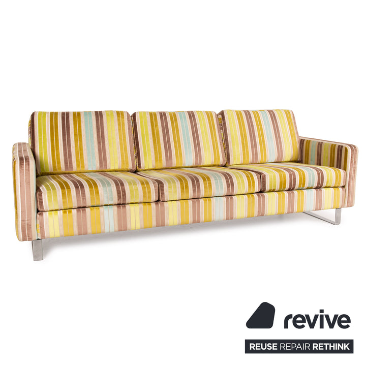 Cor Conseta Stoff Sofa Sofa Dreisitzer Grün Blau Braun Creme 1x Couch 2x Sessel