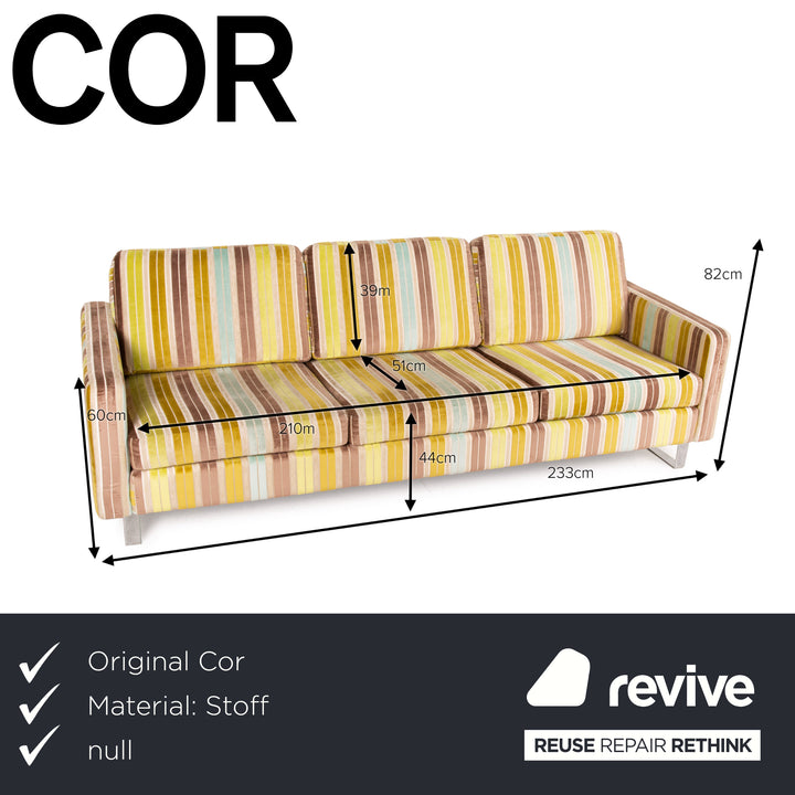 Cor Conseta Stoff Sofa Sofa Dreisitzer Grün Blau Braun Creme 1x Couch 2x Sessel