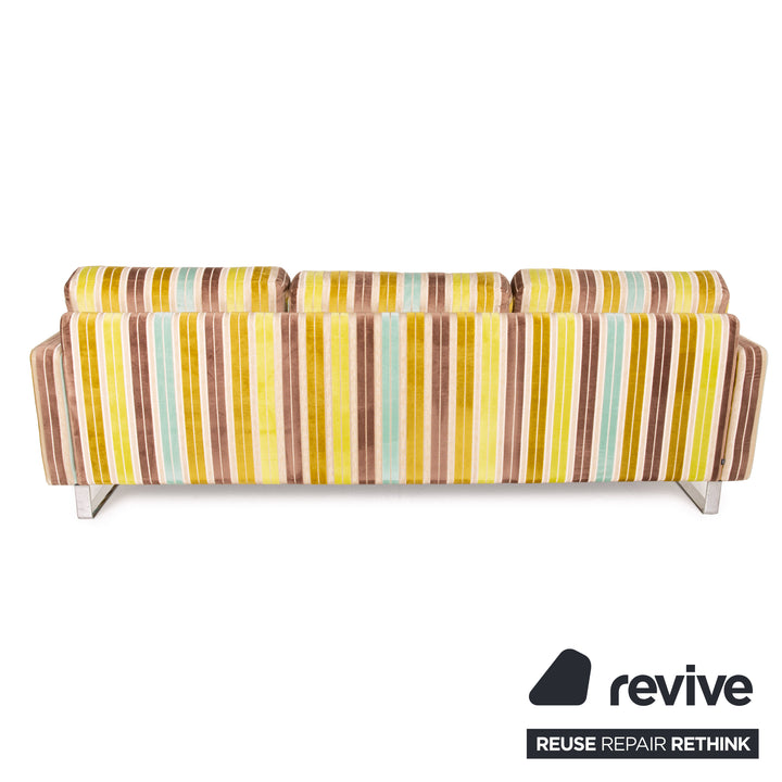 Cor Conseta Stoff Sofa Sofa Dreisitzer Grün Blau Braun Creme 1x Couch 2x Sessel