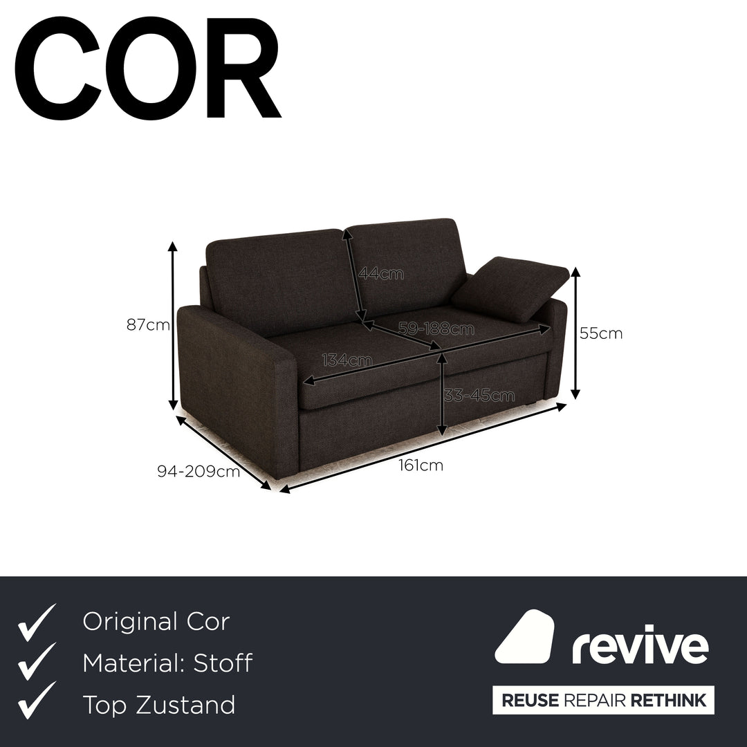 Cor Conseta Stoff Zweisitzer Grau manuelle Funktion Schlaffunktion Sofa Couch