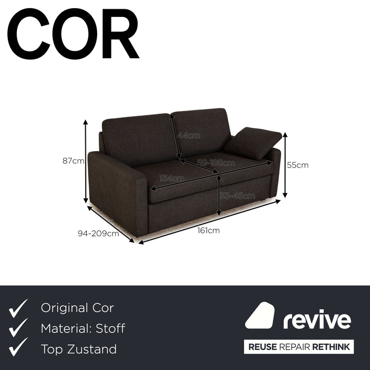 Cor Conseta Stoff Zweisitzer Grau manuelle Funktion Schlaffunktion Sofa Couch