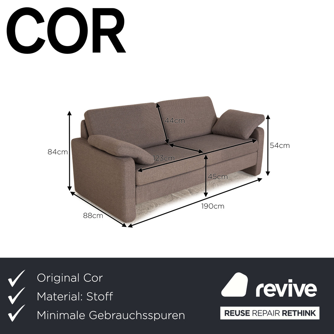 Cor Conseta Fabric Two Seater Gray Sofa Couch