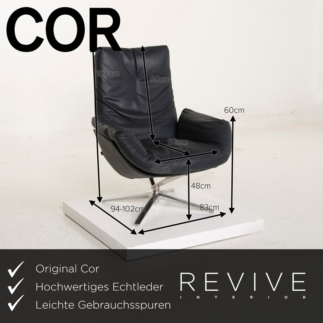 Cor Cordia Lounge Leder Sessel Dunkelgrün inkl. Hocker #15333