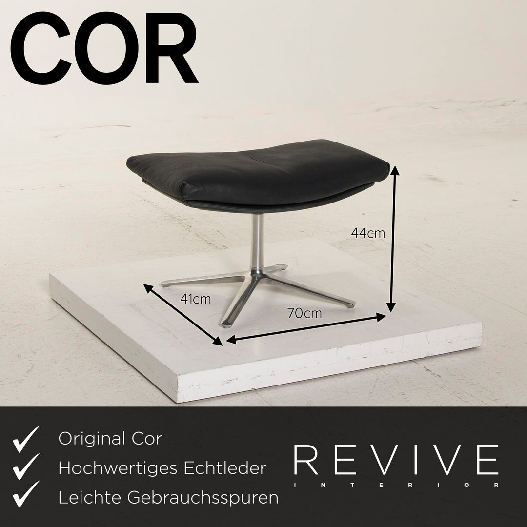 Cor Cordia Lounge Leder Sessel Dunkelgrün inkl. Hocker #15333