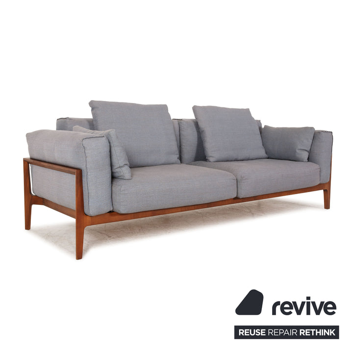 Cor ELM Stoff Dreisitzer Grau Sofa Couch Holz