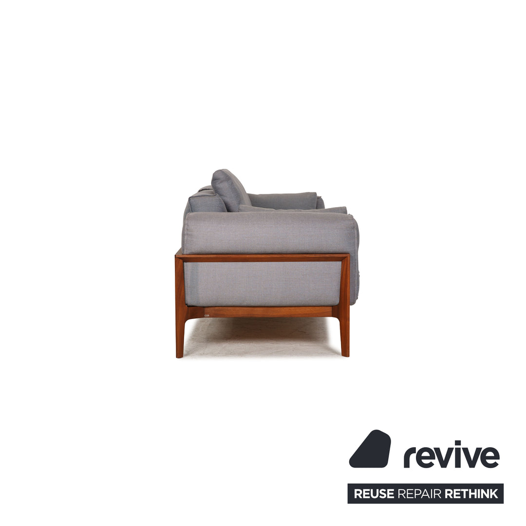 Cor ELM Stoff Dreisitzer Grau Sofa Couch Holz