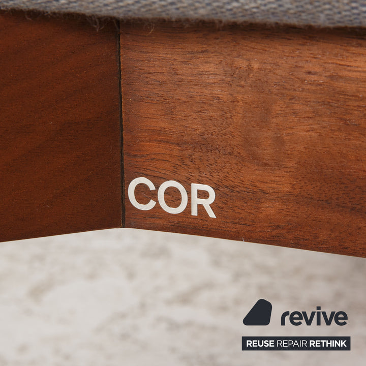 Cor ELM Stoff Dreisitzer Grau Sofa Couch Holz