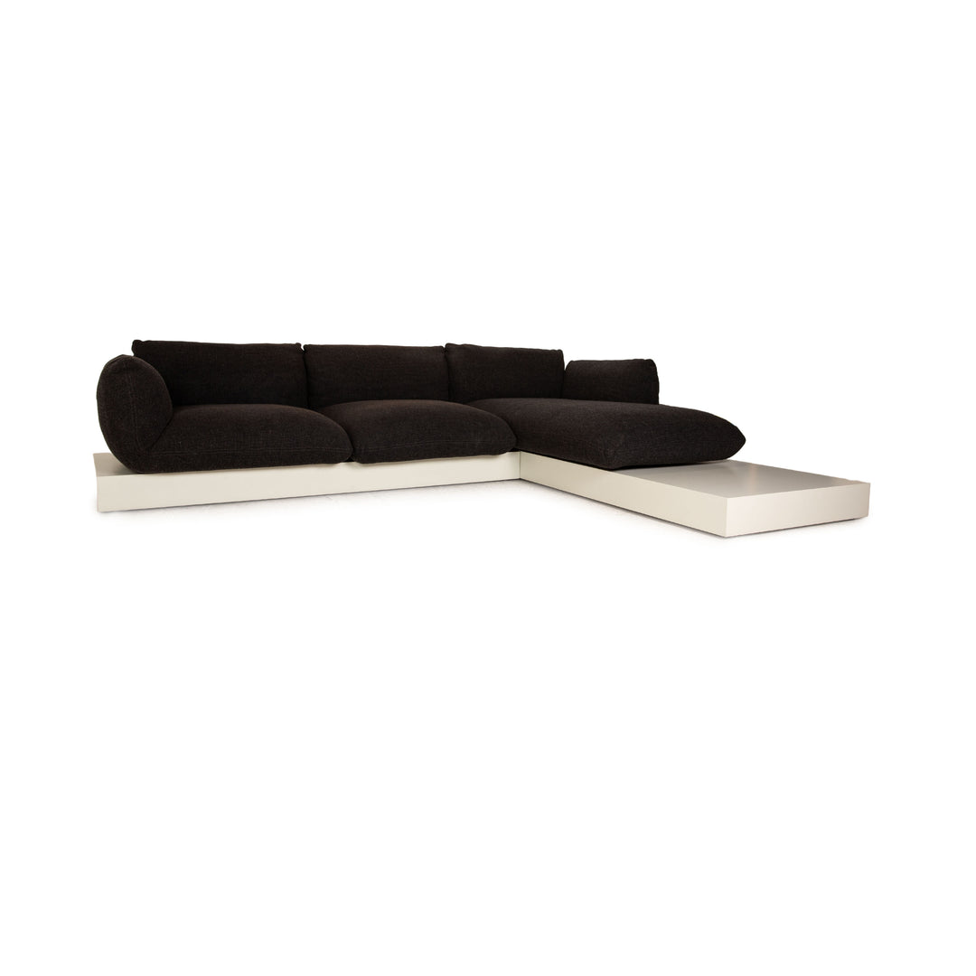 Cor Jalis Stoff Ecksofa Grau Anthrazit Podest Sofa Couch Recamiere rechts