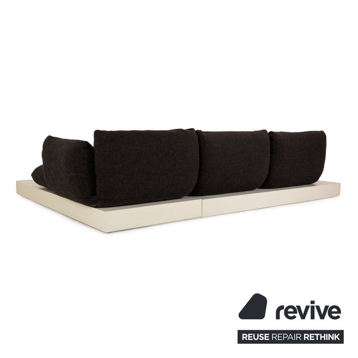 Cor Jalis Stoff Ecksofa Grau Anthrazit Podest Sofa Couch Recamiere rechts