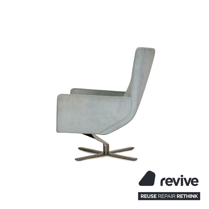 Cor Jura fabric corduroy armchair blue incl. footstool