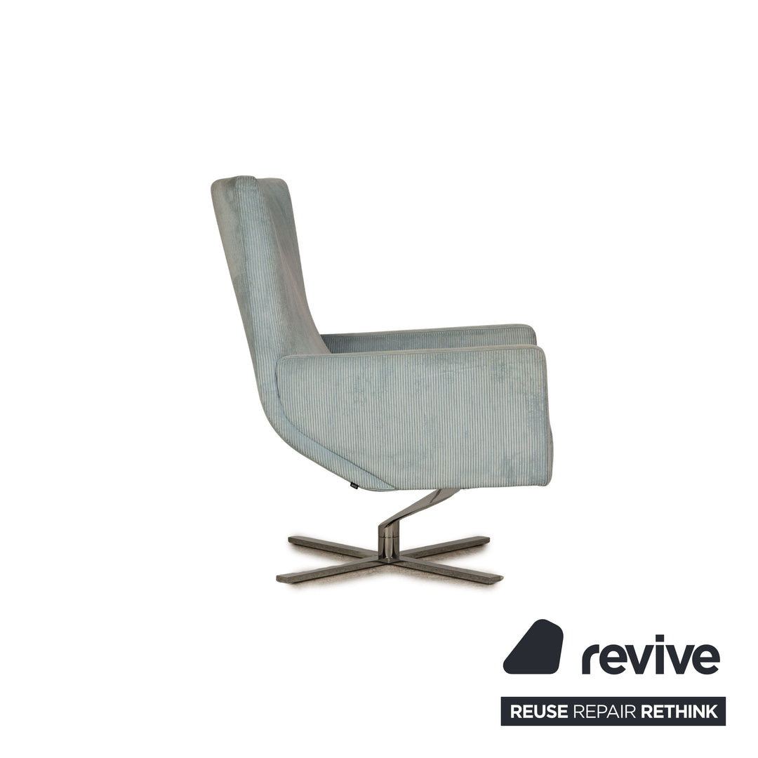 Cor Jura fabric corduroy armchair blue incl. footstool