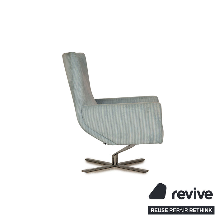 Cor Jura fabric corduroy armchair blue incl. footstool