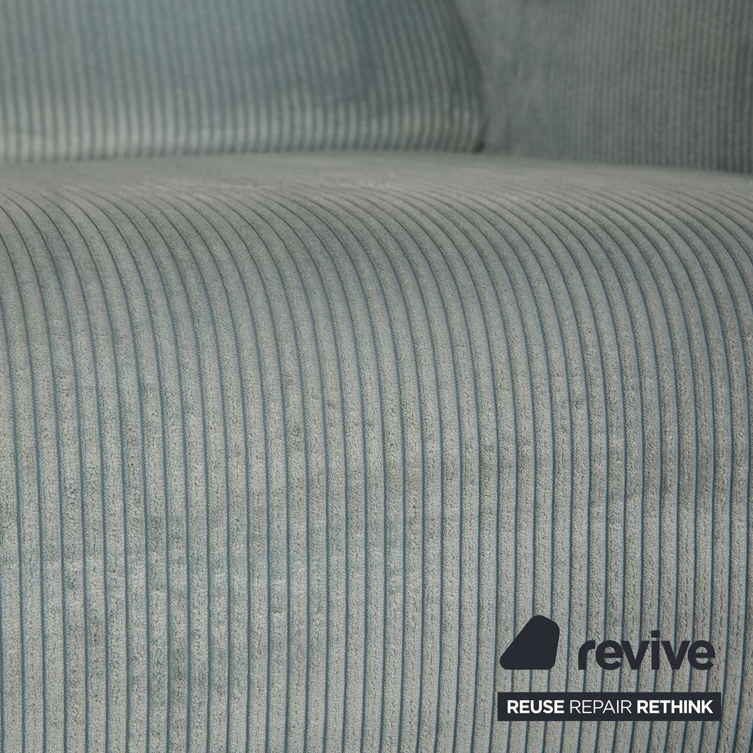 Cor Jura fabric corduroy armchair blue incl. footstool