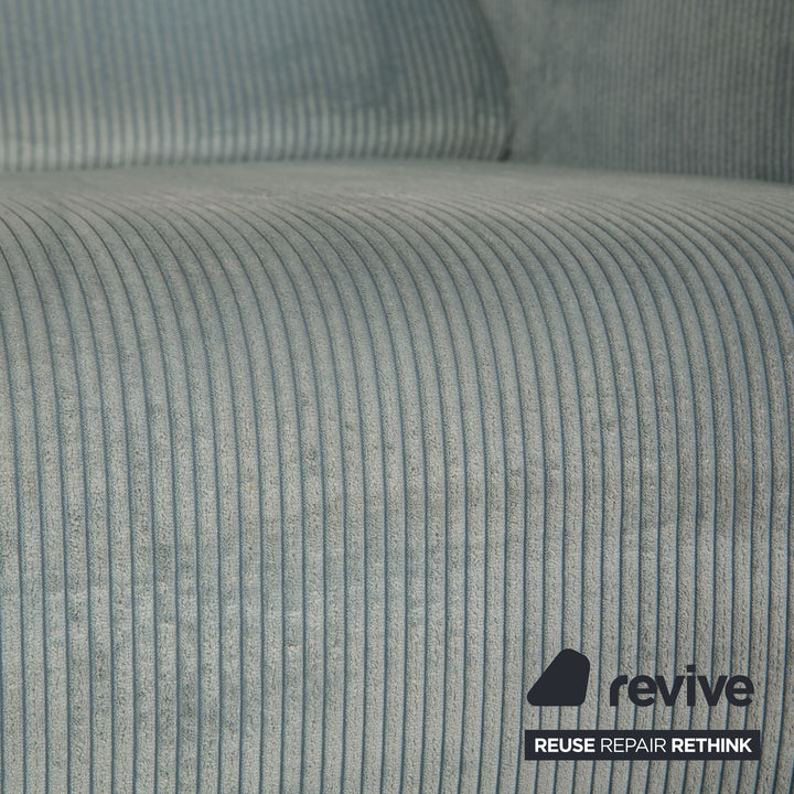 Cor Jura fabric corduroy armchair blue incl. footstool